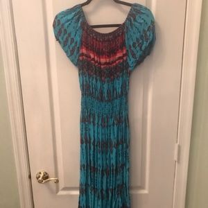 Women's Print Short Sleeve Off the Shoulder Dress